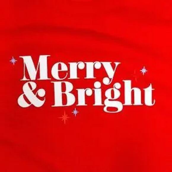 NEW! Women's "Merry & Bright" Holiday Christmas Sweatshirt, Red - Wondershop - Picture 2 of 6